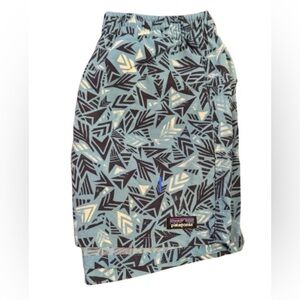 Patagonia Women's Blue and Black Geometric Athletic Shorts